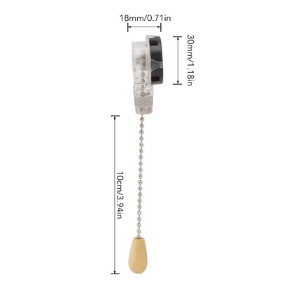 3Pcs Ceiling Fan Lamp Switch Rustproof Replacement Ceiling Light Pull Chain Switch 250V 125V Chrome V1294-YM0512-3119220170711