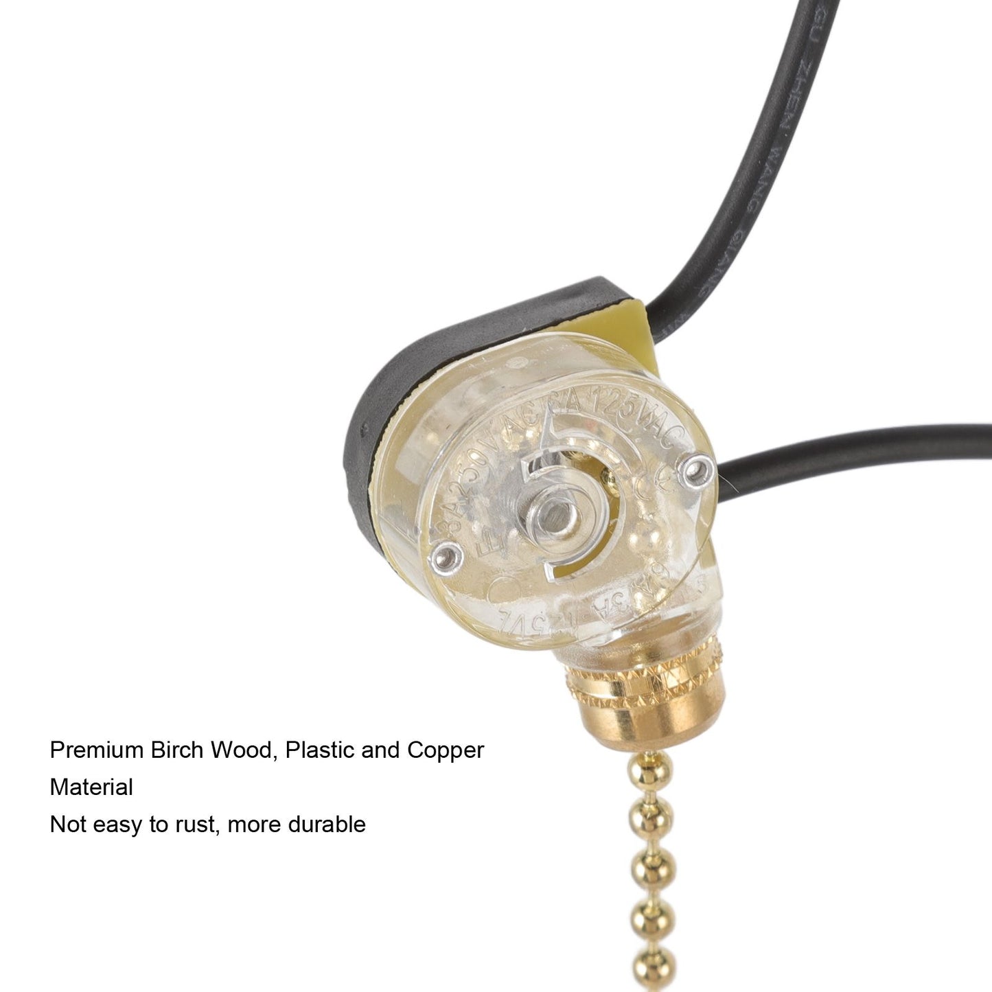 5pcs Pull Chain Switch Exquisite Replacement Ceiling Fan Light Switch Cord for Wall Lamp 250V 125V V1294-YM0512-3119220170911