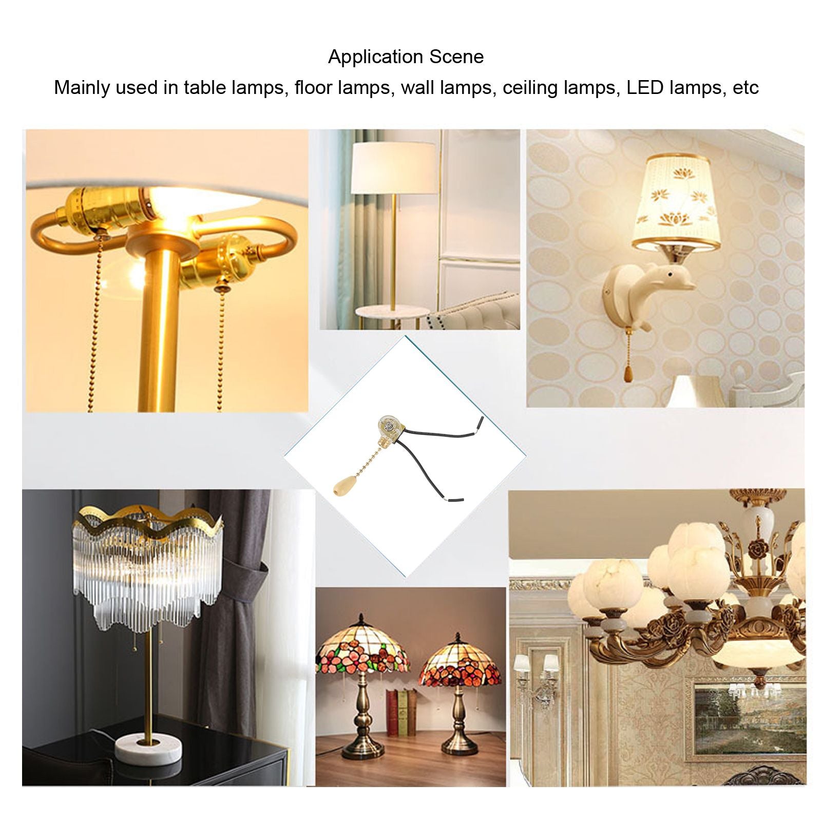 5pcs Pull Chain Switch Exquisite Replacement Ceiling Fan Light Switch Cord for Wall Lamp 250V 125V V1294-YM0512-3119220170911