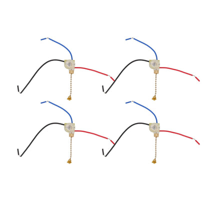 4Pcs Ceiling Fan Light Switch Replacement Lamp Pull Chain Switch 3 Wire Ceiling Fan Lamp Switch 250V 125V Gold V1294-YM0512-3119220171011