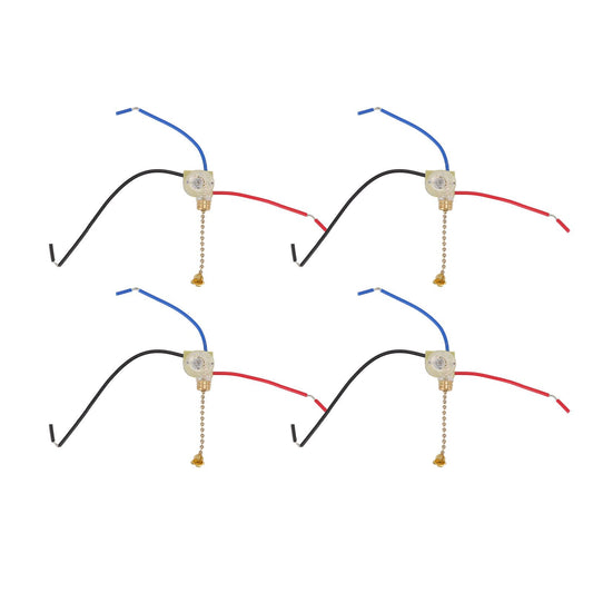 4Pcs Ceiling Fan Light Switch Replacement Lamp Pull Chain Switch 3 Wire Ceiling Fan Lamp Switch 250V 125V Gold V1294-YM0512-3119220171011