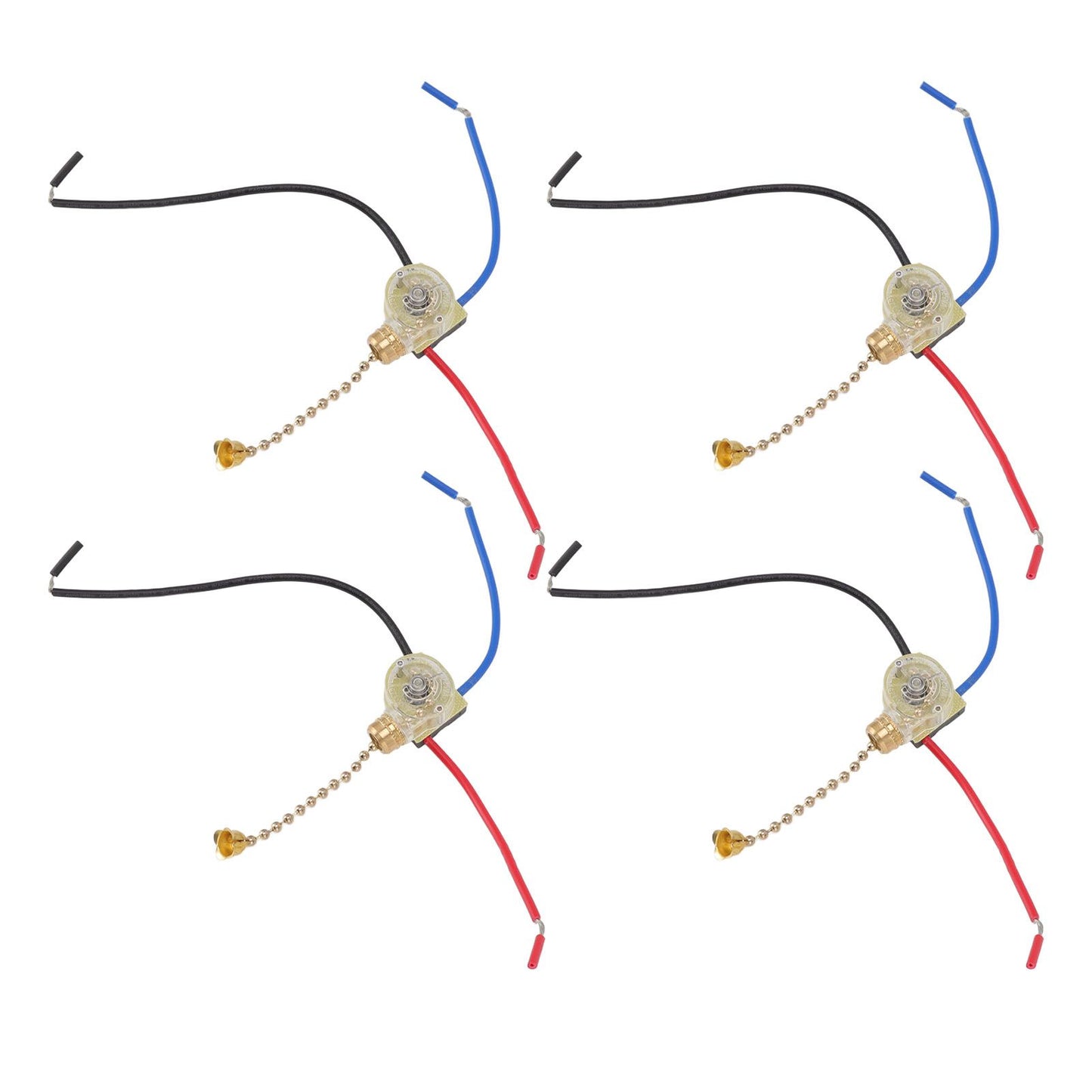 4Pcs Ceiling Fan Light Switch Replacement Lamp Pull Chain Switch 3 Wire Ceiling Fan Lamp Switch 250V 125V Gold V1294-YM0512-3119220171011