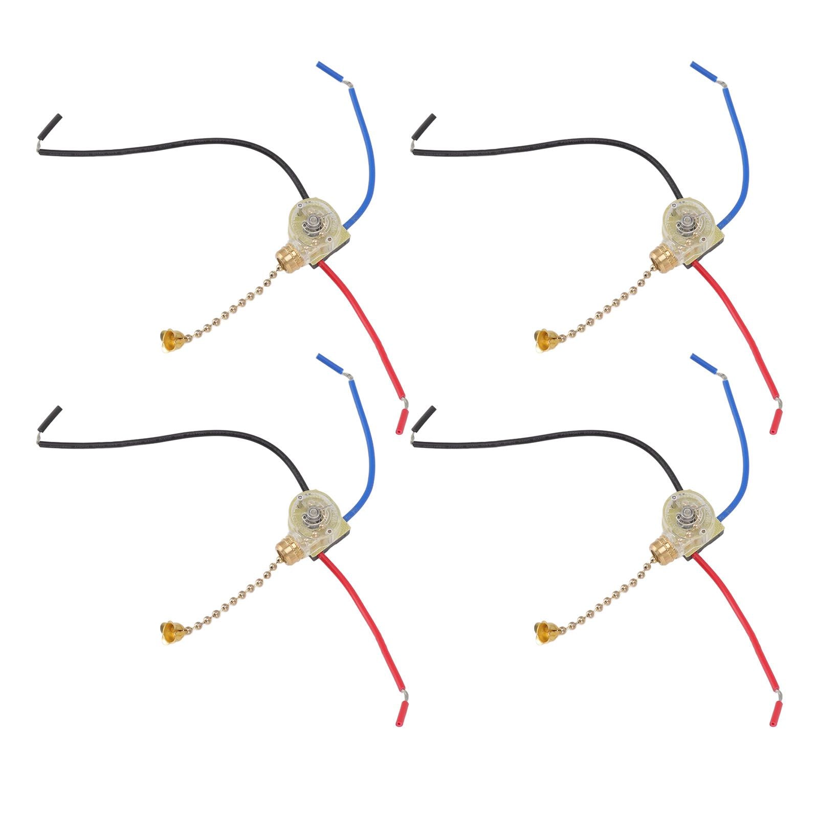 4Pcs Ceiling Fan Light Switch Replacement Lamp Pull Chain Switch 3 Wire Ceiling Fan Lamp Switch 250V 125V Gold V1294-YM0512-3119220171011
