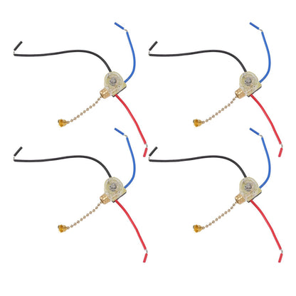 4Pcs Ceiling Fan Light Switch Replacement Lamp Pull Chain Switch 3 Wire Ceiling Fan Lamp Switch 250V 125V Gold V1294-YM0512-3119220171011