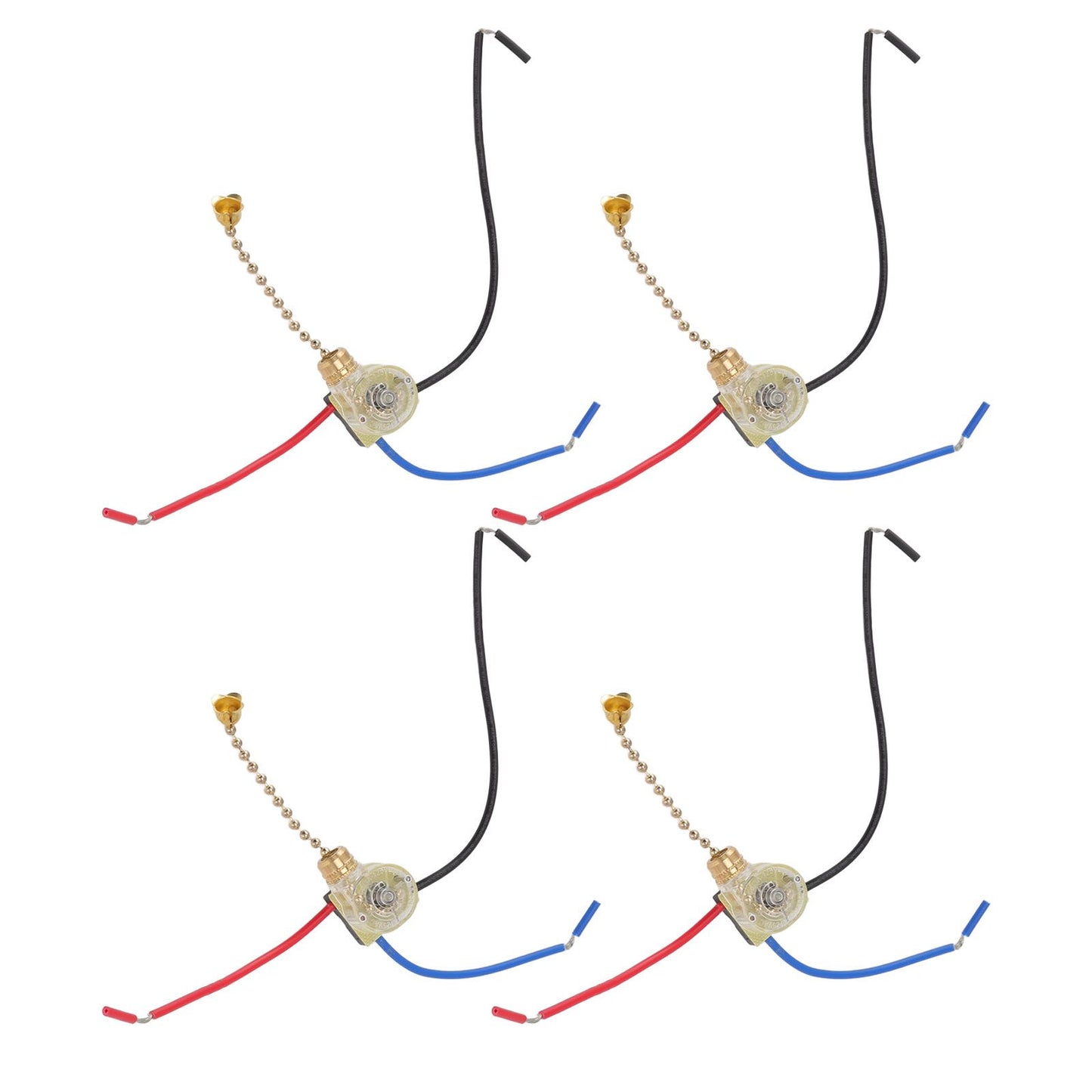 4Pcs Ceiling Fan Light Switch Replacement Lamp Pull Chain Switch 3 Wire Ceiling Fan Lamp Switch 250V 125V Gold V1294-YM0512-3119220171011