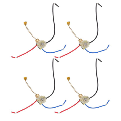4Pcs Ceiling Fan Light Switch Replacement Lamp Pull Chain Switch 3 Wire Ceiling Fan Lamp Switch 250V 125V Gold V1294-YM0512-3119220171011