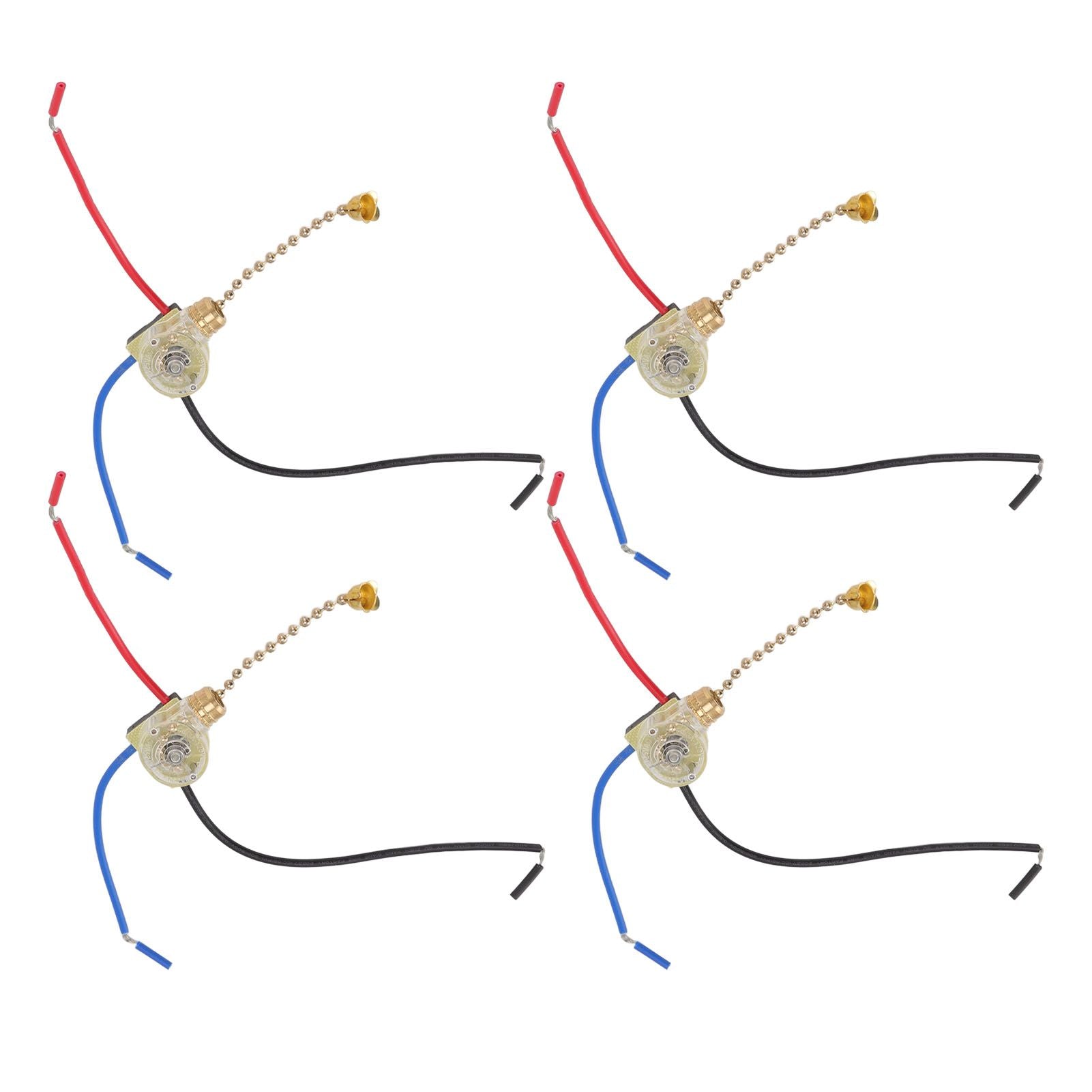 4Pcs Ceiling Fan Light Switch Replacement Lamp Pull Chain Switch 3 Wire Ceiling Fan Lamp Switch 250V 125V Gold V1294-YM0512-3119220171011