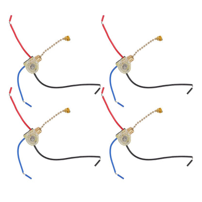 4Pcs Ceiling Fan Light Switch Replacement Lamp Pull Chain Switch 3 Wire Ceiling Fan Lamp Switch 250V 125V Gold V1294-YM0512-3119220171011