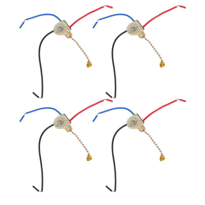 4Pcs Ceiling Fan Light Switch Replacement Lamp Pull Chain Switch 3 Wire Ceiling Fan Lamp Switch 250V 125V Gold V1294-YM0512-3119220171011