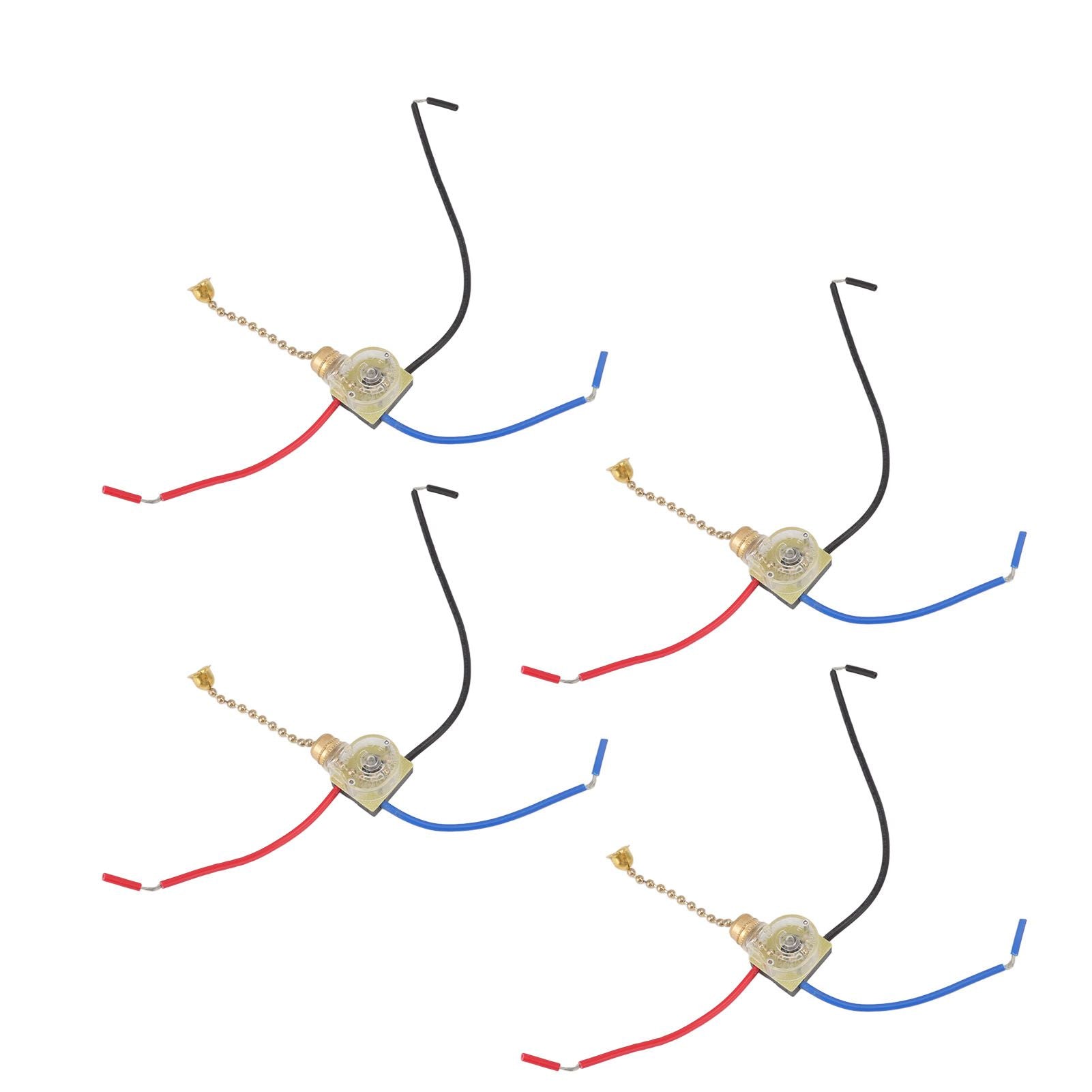 4Pcs Ceiling Fan Light Switch Replacement Lamp Pull Chain Switch 3 Wire Ceiling Fan Lamp Switch 250V 125V Gold V1294-YM0512-3119220171011