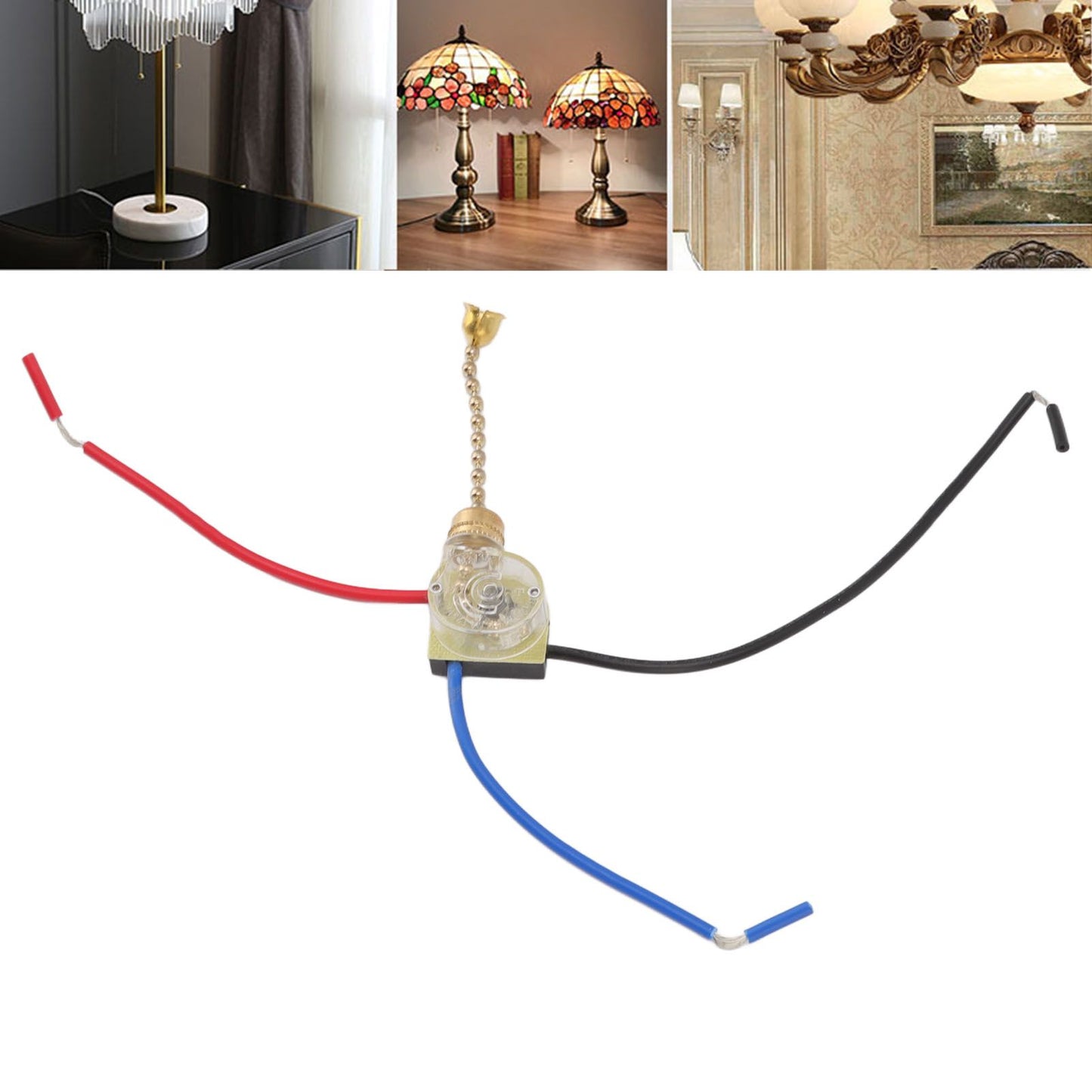 4Pcs Ceiling Fan Light Switch Replacement Lamp Pull Chain Switch 3 Wire Ceiling Fan Lamp Switch 250V 125V Gold V1294-YM0512-3119220171011