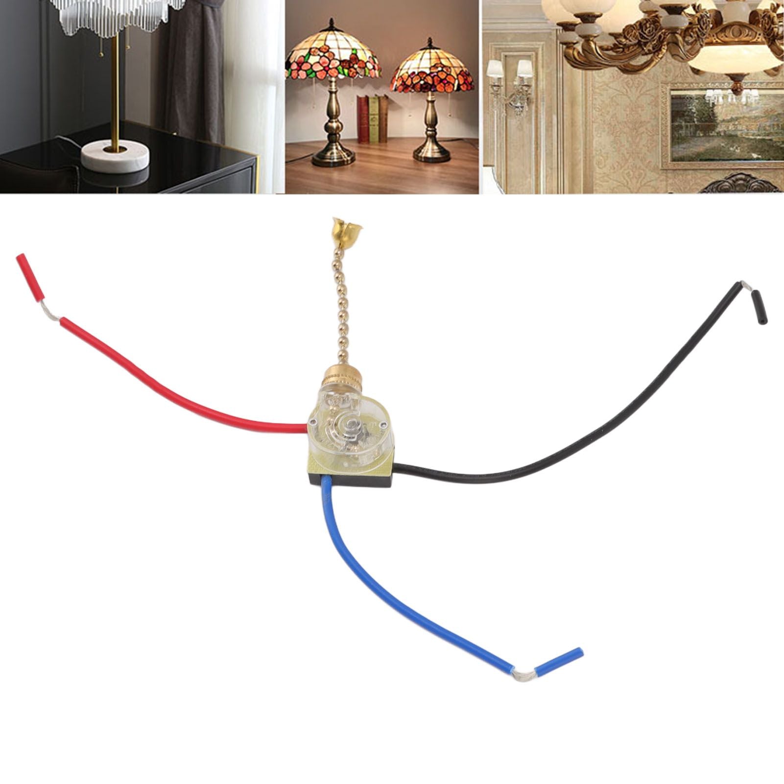 4Pcs Ceiling Fan Light Switch Replacement Lamp Pull Chain Switch 3 Wire Ceiling Fan Lamp Switch 250V 125V Gold V1294-YM0512-3119220171011