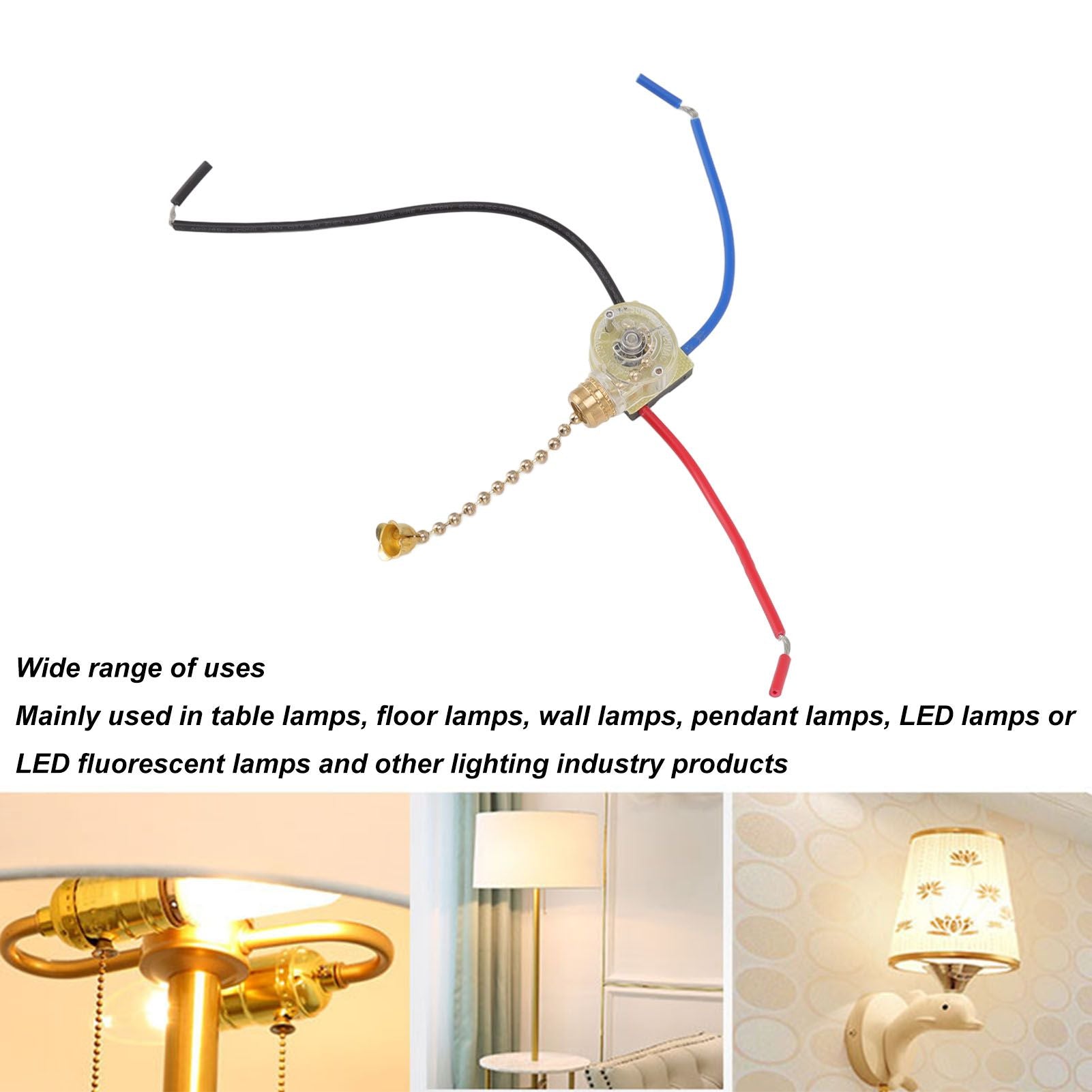4Pcs Ceiling Fan Light Switch Replacement Lamp Pull Chain Switch 3 Wire Ceiling Fan Lamp Switch 250V 125V Gold V1294-YM0512-3119220171011