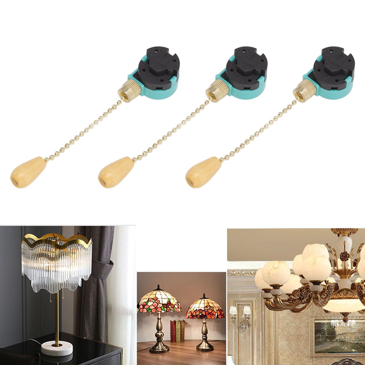 3Pcs Ceiling Light Pull Chain Switch 3 Speed 4 Wire Ceiling Fan Lamp Switch for Ceiling Lamp Fan Lamp Wall V1294-YM0512-3119220171111