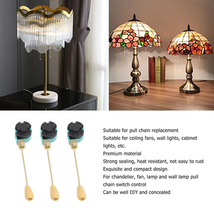 3Pcs Ceiling Light Pull Chain Switch 3 Speed 4 Wire Ceiling Fan Lamp Switch for Ceiling Lamp Fan Lamp Wall V1294-YM0512-3119220171111
