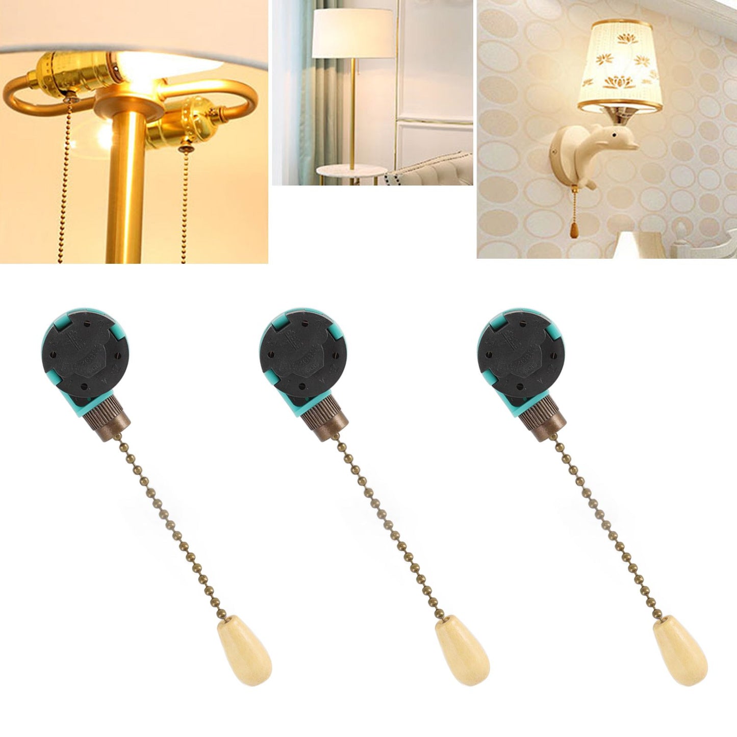 3Pcs Ceiling Light Pull Chain Switch 3 Speed 4 Wire Ceiling Fan Lamp Switch for Ceiling Lamp Fan Lamp Wall V1294-YM0512-3119220171113