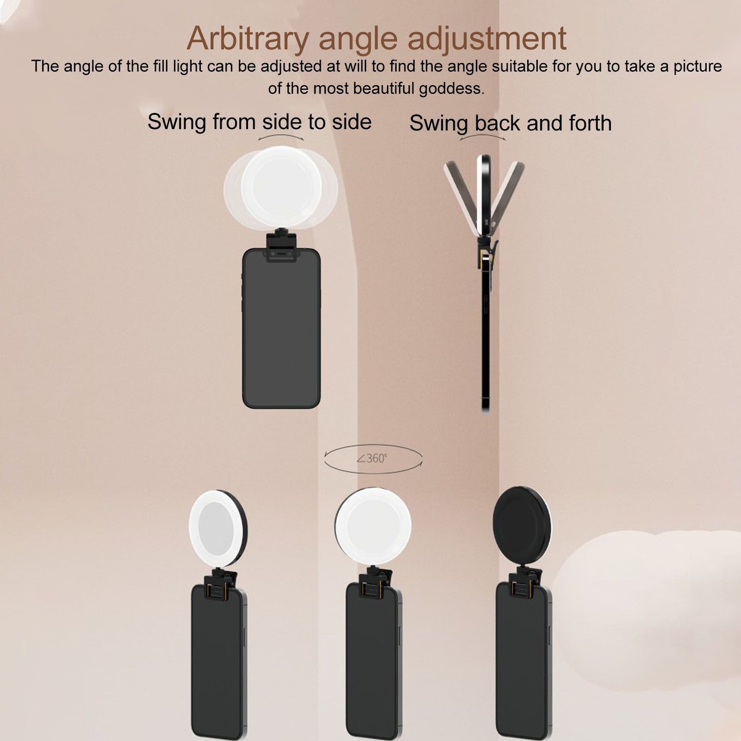 Rechargeable Portable Clip On Selfie Ring Light USB Charging Mini Clip On Selfie Ring Light for Smartphone V1294-YM0512-3119220171311