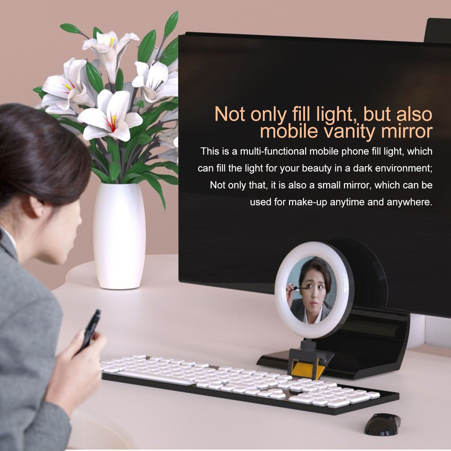 Rechargeable Portable Clip On Selfie Ring Light USB Charging Mini Clip On Selfie Ring Light for Smartphone V1294-YM0512-3119220171311