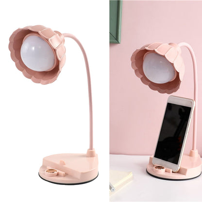 LED Reading Light Plastic Flower Shaped Touch Sensitive USB Charging Folding Table Lamp for Bedroom Dormitory V1294-YM0512-3119220171412