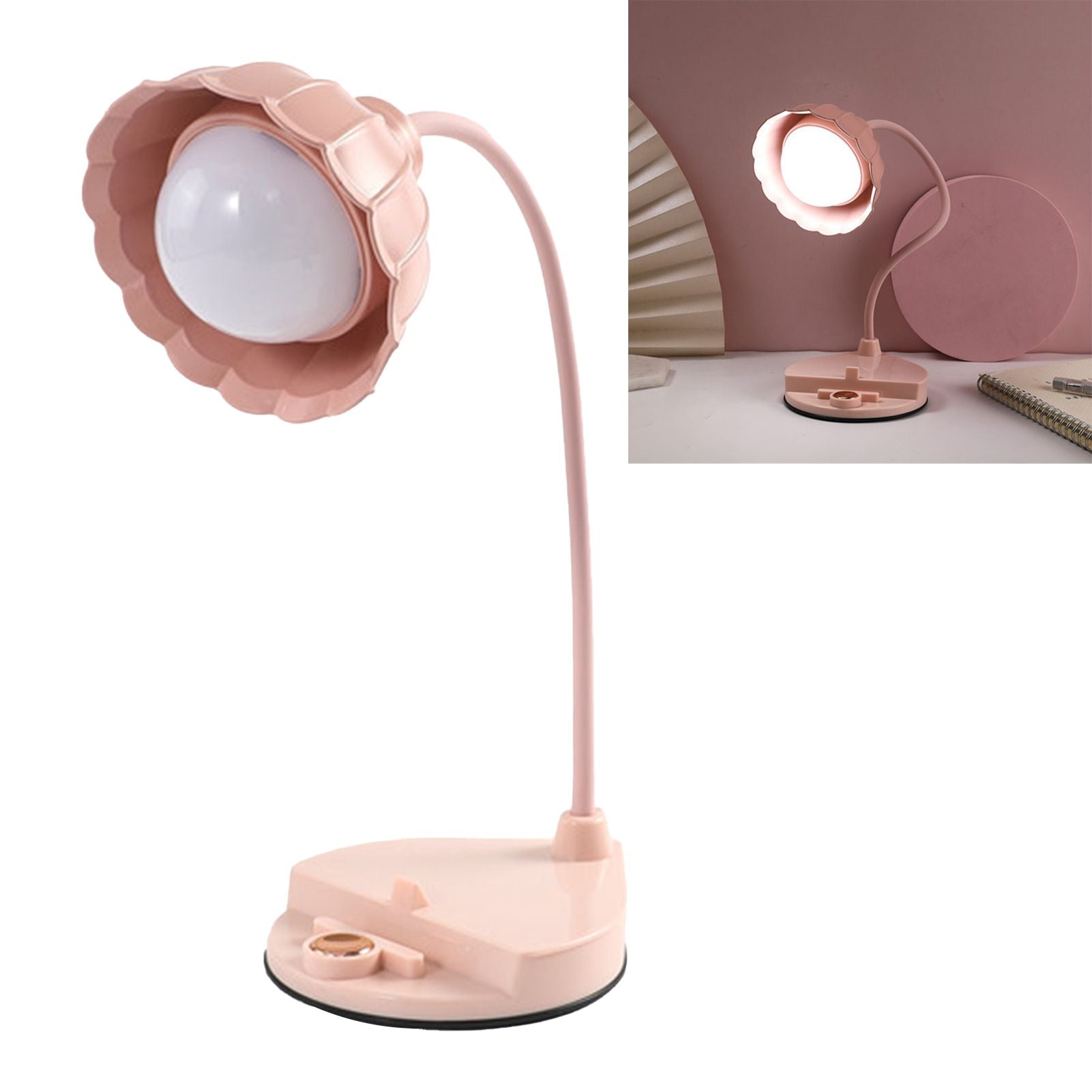 LED Reading Light Plastic Flower Shaped Touch Sensitive USB Charging Folding Table Lamp for Bedroom Dormitory V1294-YM0512-3119220171412