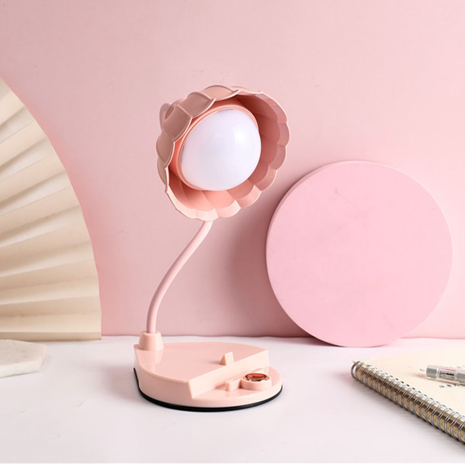 LED Reading Light Plastic Flower Shaped Touch Sensitive USB Charging Folding Table Lamp for Bedroom Dormitory V1294-YM0512-3119220171412