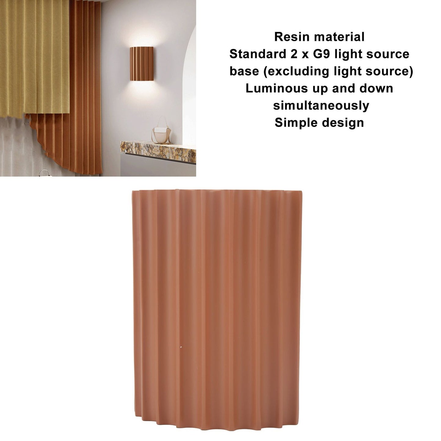 Wall Sconce Modern Minimalist Style Orange G9 Light Source Resin Wall Lamp for Living Room Lobby V1294-YM0512-3119220171911