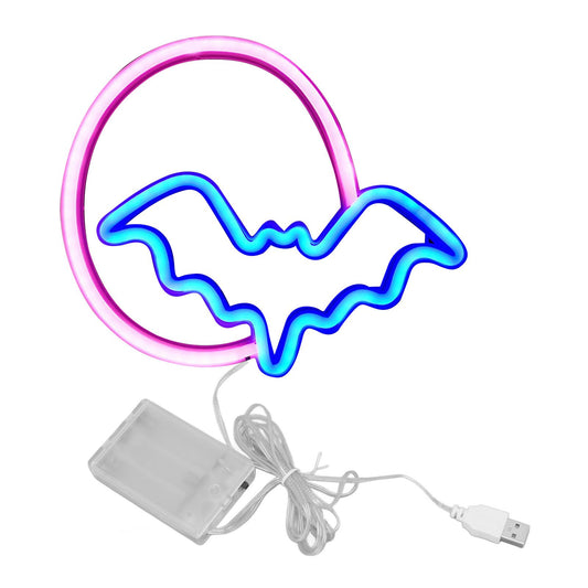 Neon Signs Moon and Bat LED Neon Lights USB Battery Powered for Wall Bedroom Bar Halloween Party Decoration V1294-YM0512-3119220172711
