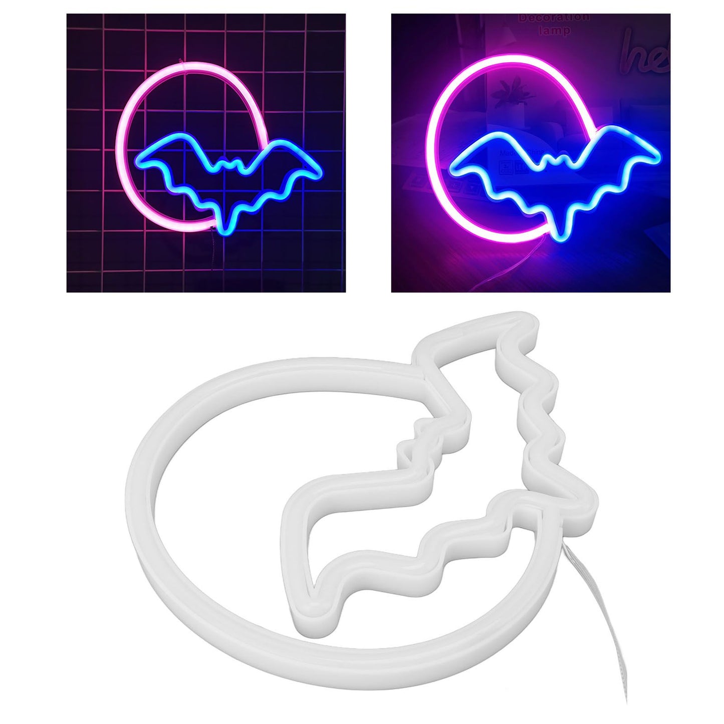 Neon Signs Moon and Bat LED Neon Lights USB Battery Powered for Wall Bedroom Bar Halloween Party Decoration V1294-YM0512-3119220172711