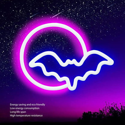Neon Signs Moon and Bat LED Neon Lights USB Battery Powered for Wall Bedroom Bar Halloween Party Decoration V1294-YM0512-3119220172711