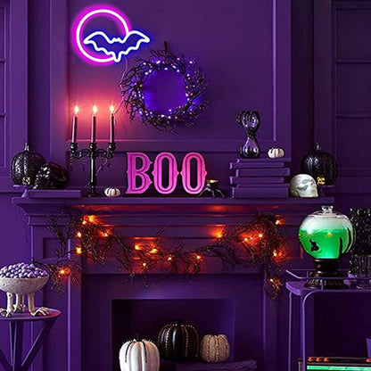 Neon Signs Moon and Bat LED Neon Lights USB Battery Powered for Wall Bedroom Bar Halloween Party Decoration V1294-YM0512-3119220172711