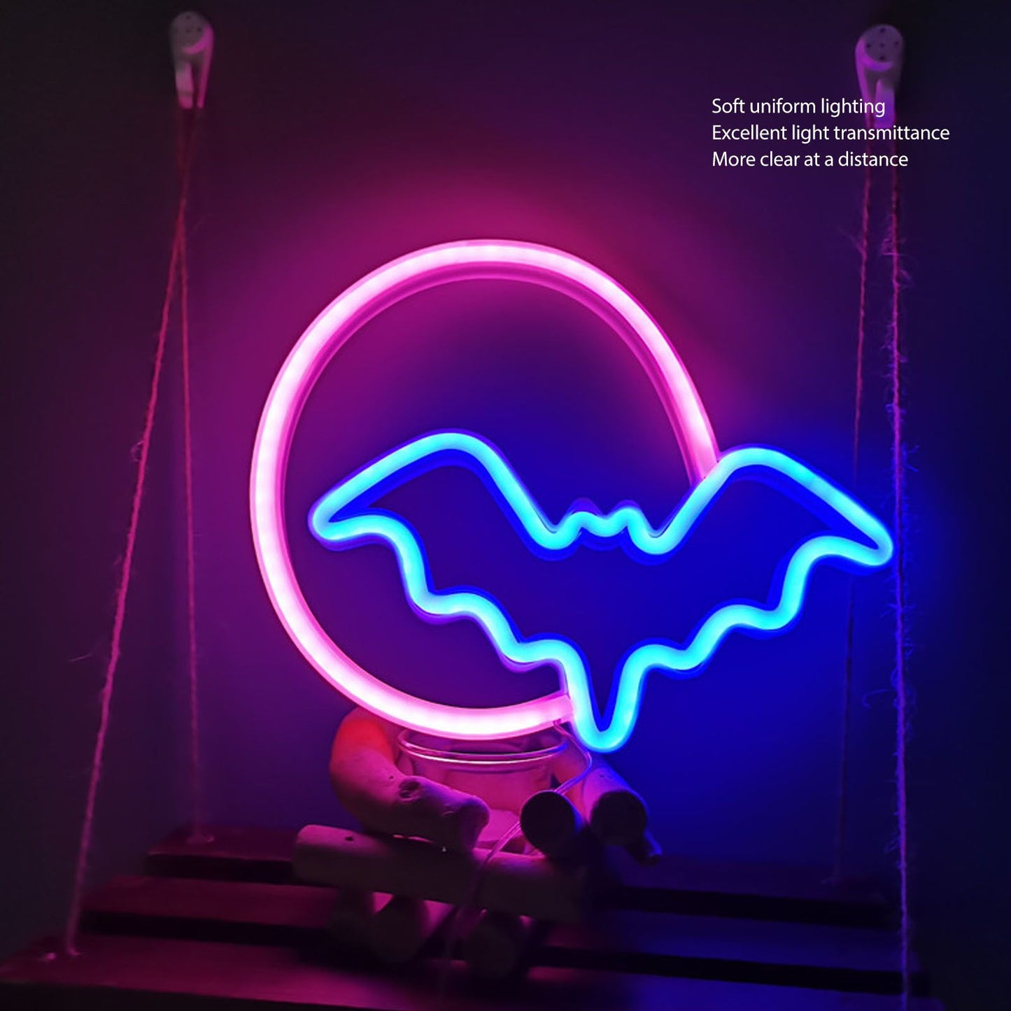 Neon Signs Moon and Bat LED Neon Lights USB Battery Powered for Wall Bedroom Bar Halloween Party Decoration V1294-YM0512-3119220172711