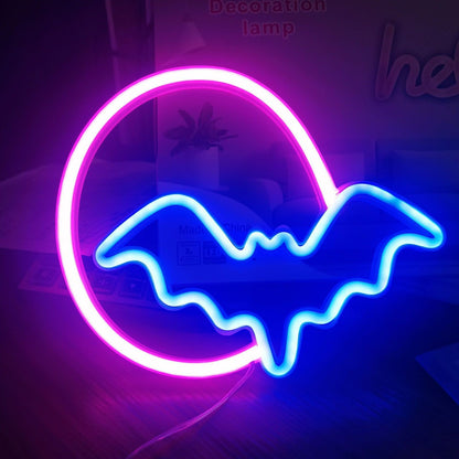 Neon Signs Moon and Bat LED Neon Lights USB Battery Powered for Wall Bedroom Bar Halloween Party Decoration V1294-YM0512-3119220172711