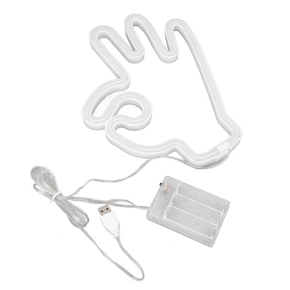Hand Finger Neon Light OK Shaped LED Neon Sign Battery USB and Battery Powered Wall Decor Light for Home V1294-YM0512-3119220172911