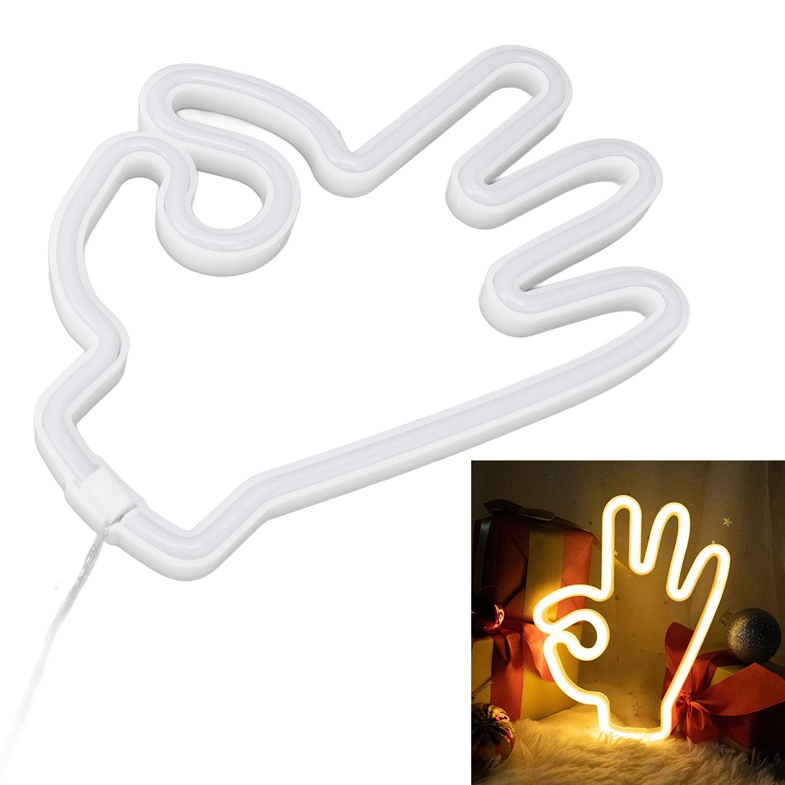 Hand Finger Neon Light OK Shaped LED Neon Sign Battery USB and Battery Powered Wall Decor Light for Home V1294-YM0512-3119220172911