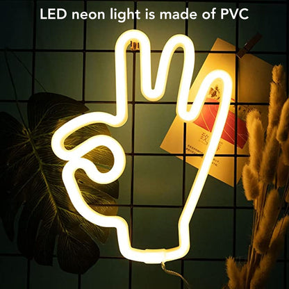 Hand Finger Neon Light OK Shaped LED Neon Sign Battery USB and Battery Powered Wall Decor Light for Home V1294-YM0512-3119220172911