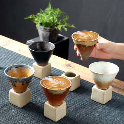 200mL Japanese Pottery Mug Coffee Mug Latte Cup with Base Ceramic Mug V1294-YM0521-230103YF14-1