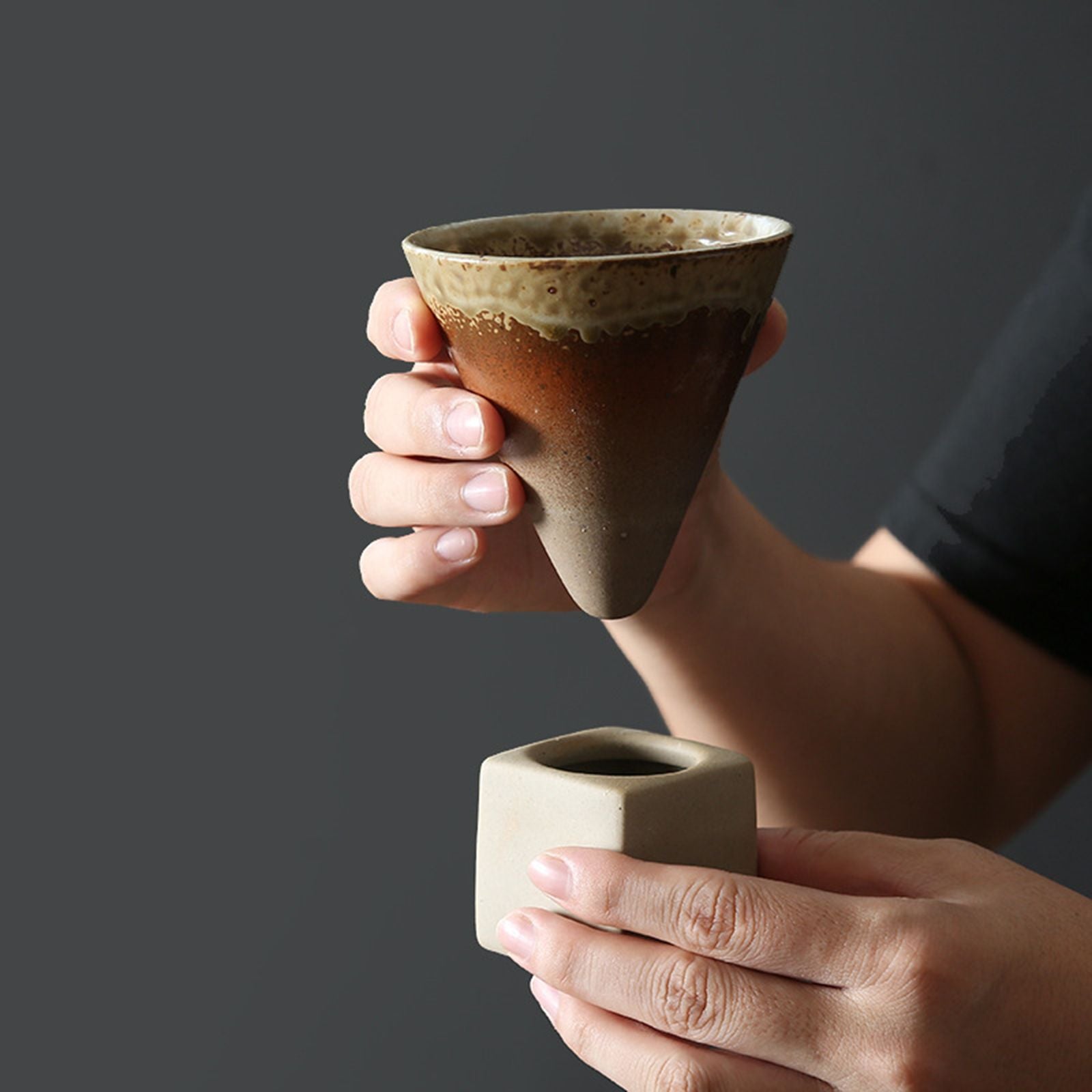 200mL Japanese Pottery Mug Coffee Mug Latte Cup with Base Ceramic Mug V1294-YM0521-230103YF14-1