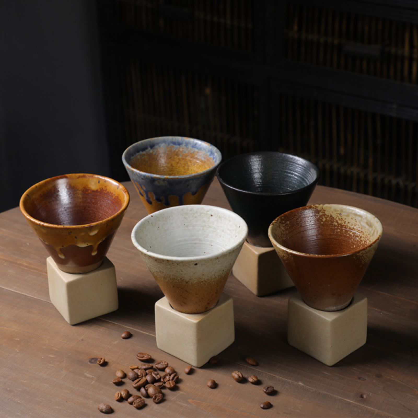200mL Japanese Pottery Mug Coffee Mug Latte Cup with Base Ceramic Mug V1294-YM0521-230103YF14-1