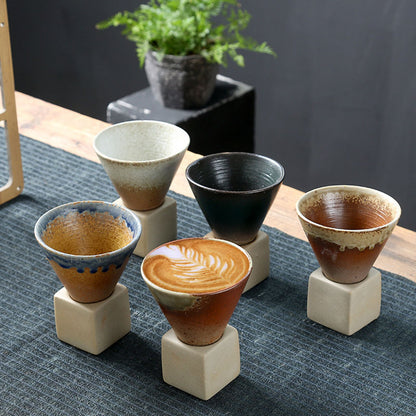 200mL Japanese Pottery Mug Coffee Mug Latte Cup with Base Ceramic Mug V1294-YM0521-230103YF14-1