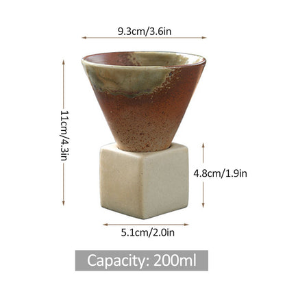 200mL Japanese Pottery Mug Coffee Mug Latte Cup with Base Ceramic Mug V1294-YM0521-230103YF14-3