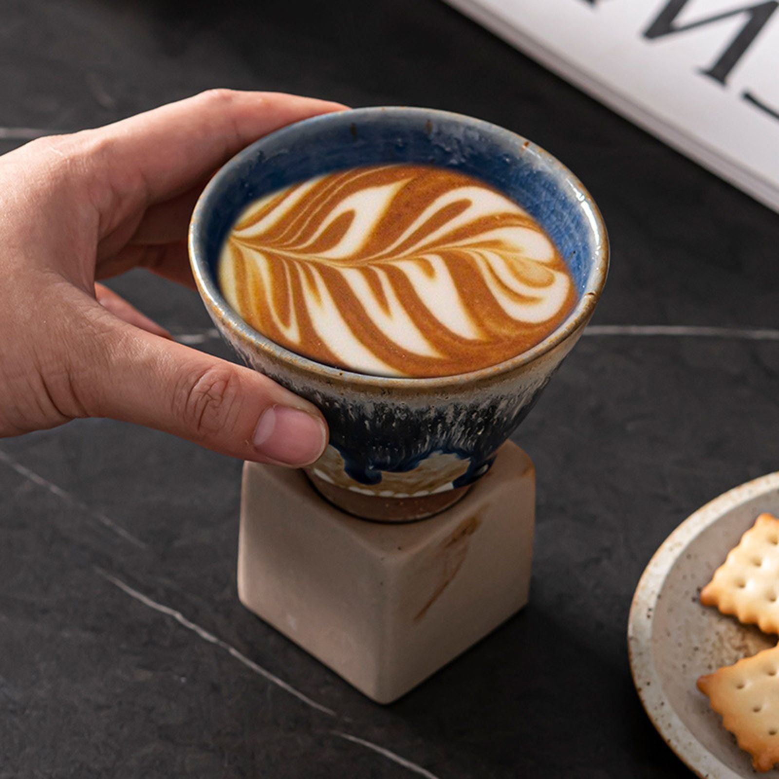 200mL Japanese Pottery Mug Coffee Mug Latte Cup with Base Ceramic Mug V1294-YM0521-230103YF14-3