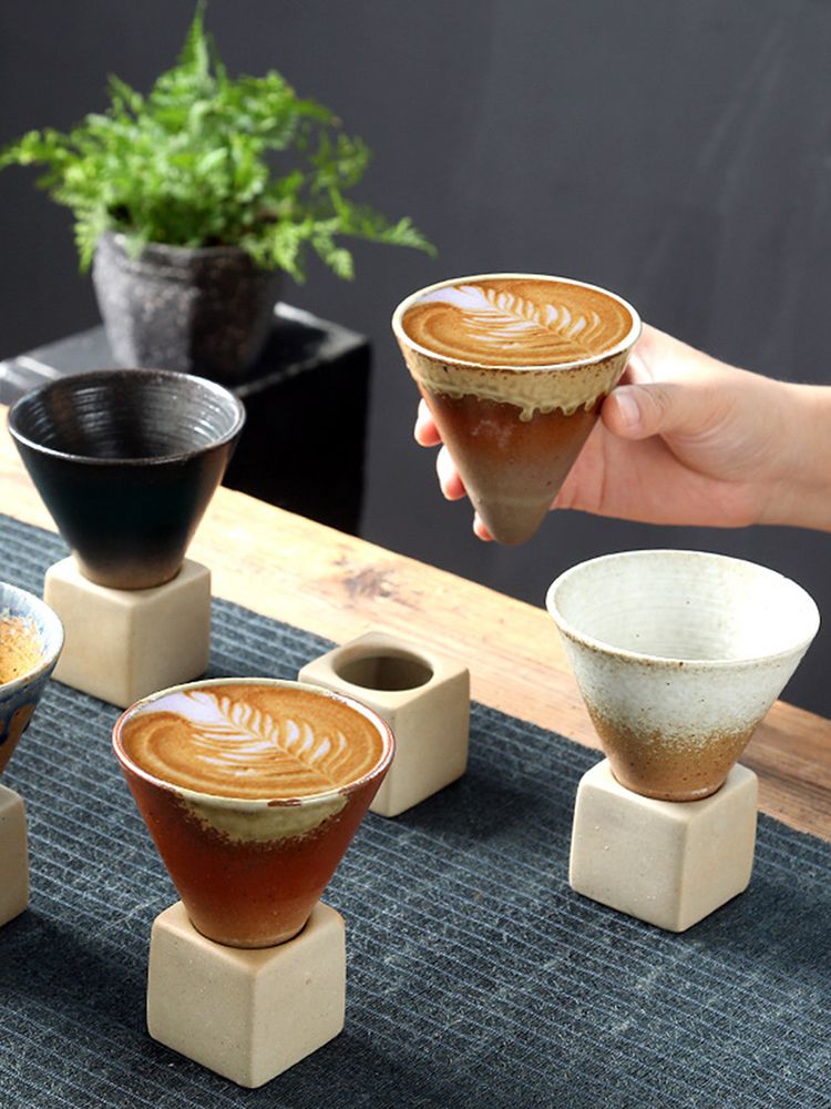 200mL Japanese Pottery Mug Coffee Mug Latte Cup with Base Ceramic Mug V1294-YM0521-230103YF14-3