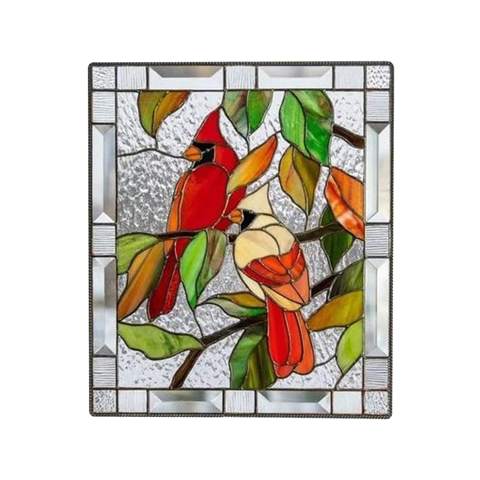 Cardinal Stained Window Panel Glass Window Hanging For Wall Decoration V1294-YM0521-230106GW01-6