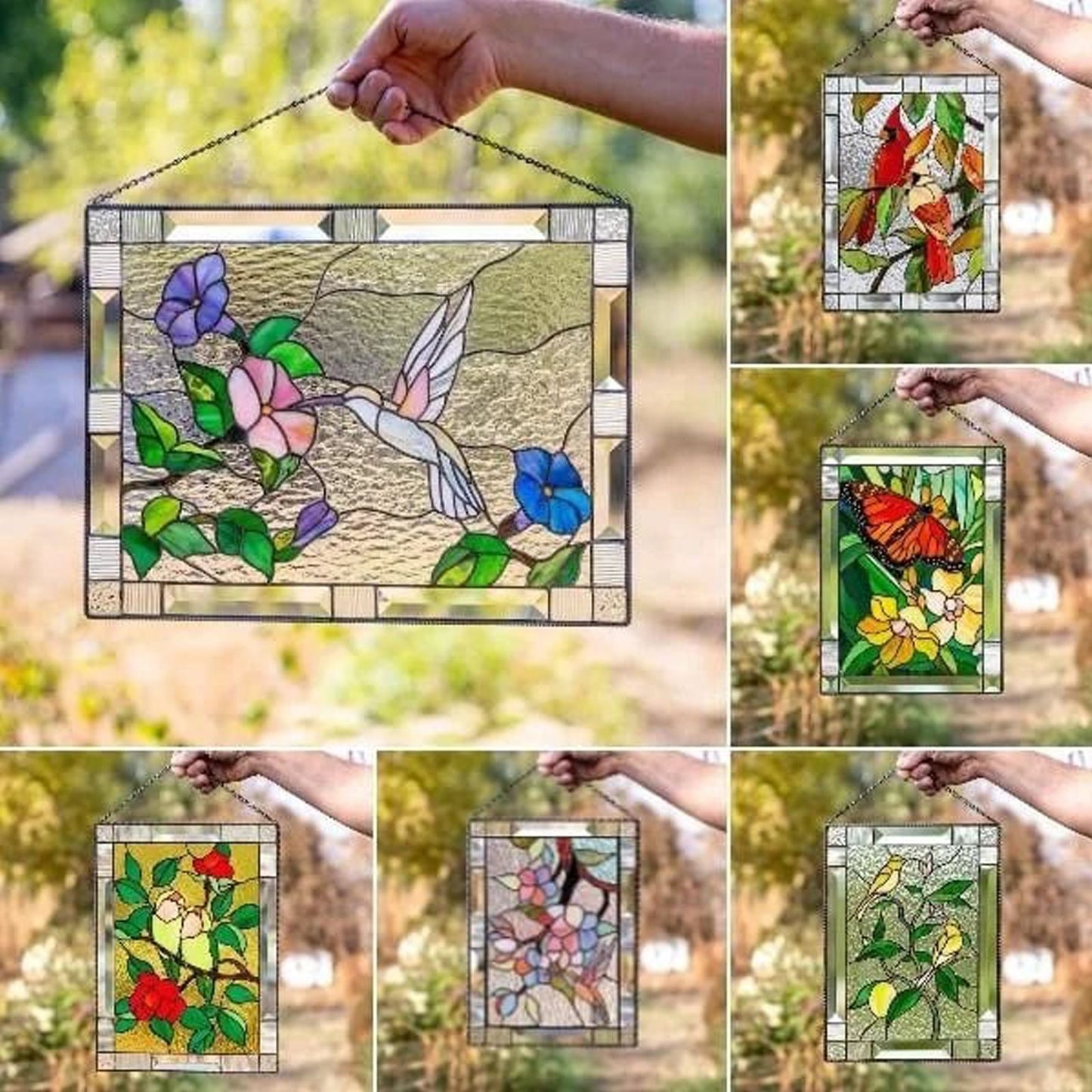 Cardinal Stained Window Panel Glass Window Hanging For Wall Decoration V1294-YM0521-230106GW01-7
