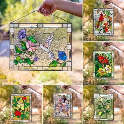 Cardinal Stained Window Panel Glass Window Hanging For Wall Decoration V1294-YM0521-230106GW01-7