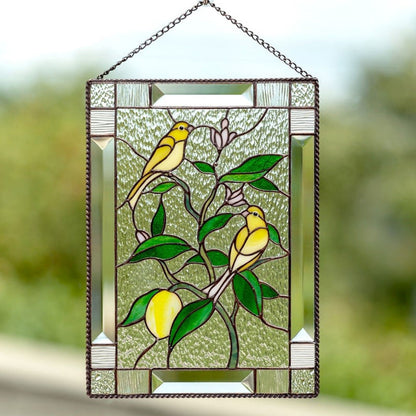 Cardinal Stained Window Panel Glass Window Hanging For Wall Decoration V1294-YM0521-230106GW01-7