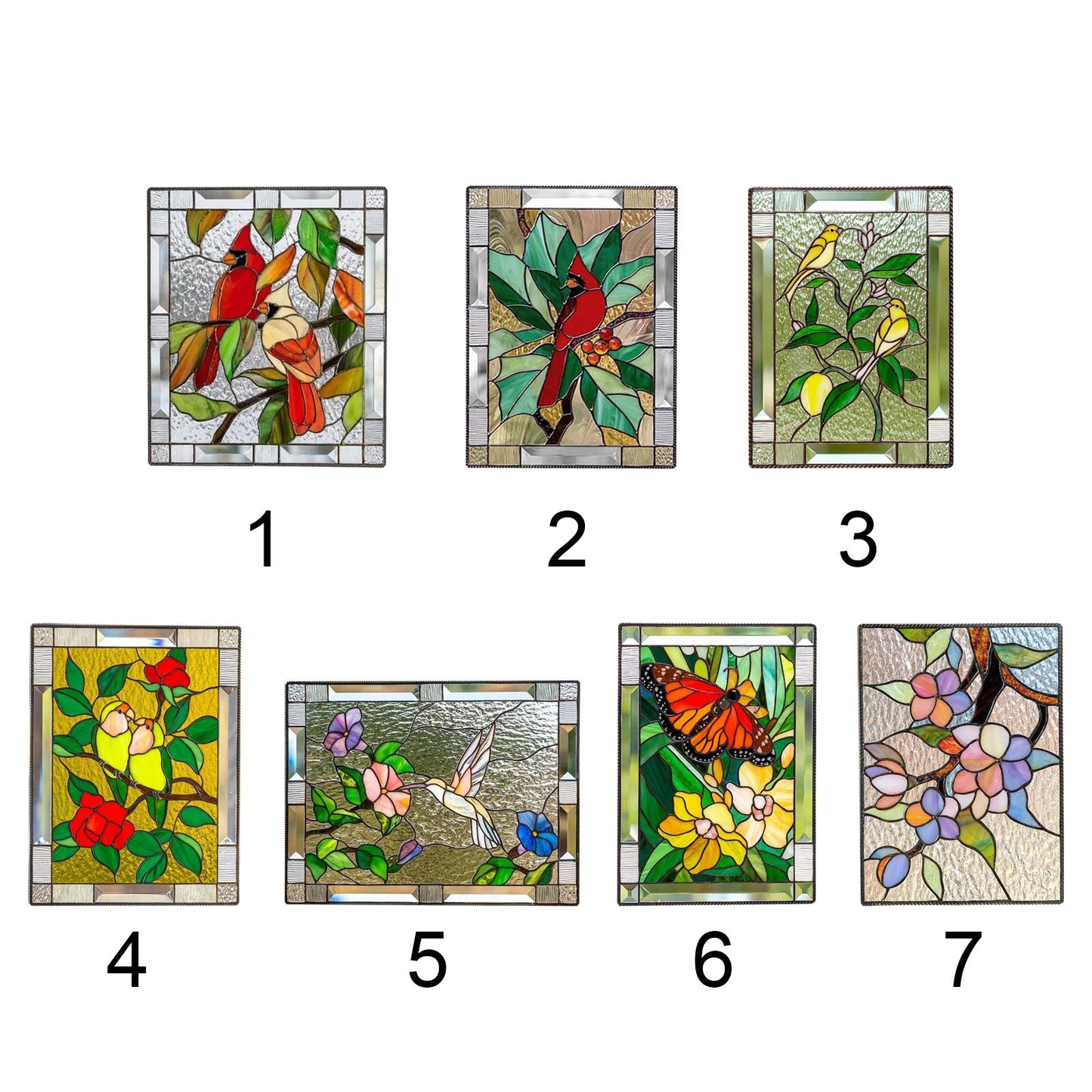 Cardinal Stained Window Panel Glass Window Hanging For Wall Decoration V1294-YM0521-230106GW01-7