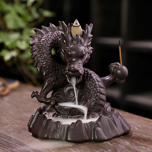 Ceramic Chinese Auspicious Dragon Backflow Incense Burner V1294-YM0521-230107MQ02-2