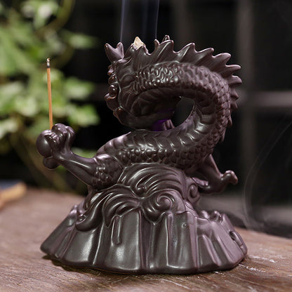 Ceramic Chinese Auspicious Dragon Backflow Incense Burner V1294-YM0521-230107MQ02-2