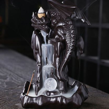 Ceramic Chinese Auspicious Dragon Backflow Incense Burner V1294-YM0521-230107MQ02-2